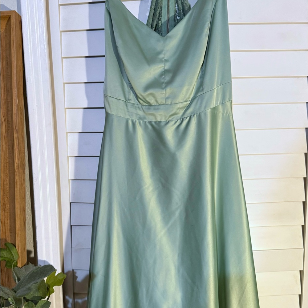 B Darlin Green Halter Backless Gown
